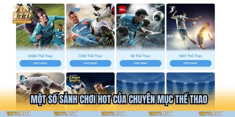 Một số sảnh chơi hot của chuyên mục Thể thao